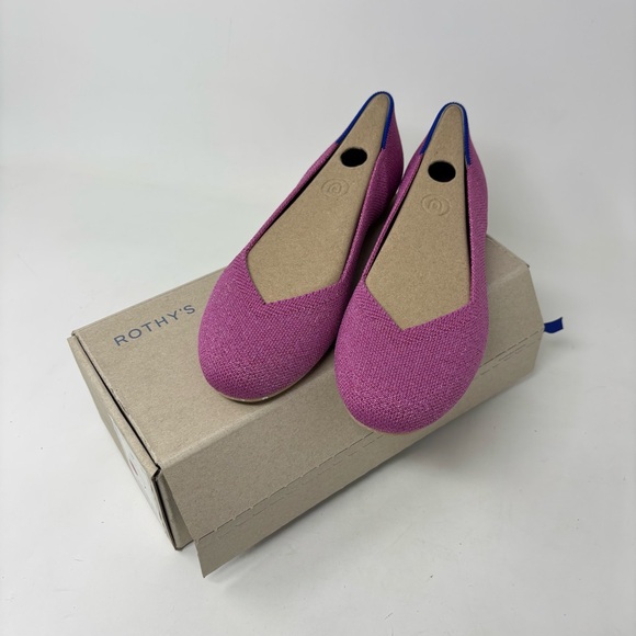 Rothy’s Bloom Metallic Pink Limited Edition “The Flat” Shoes Size 7 New in Box
